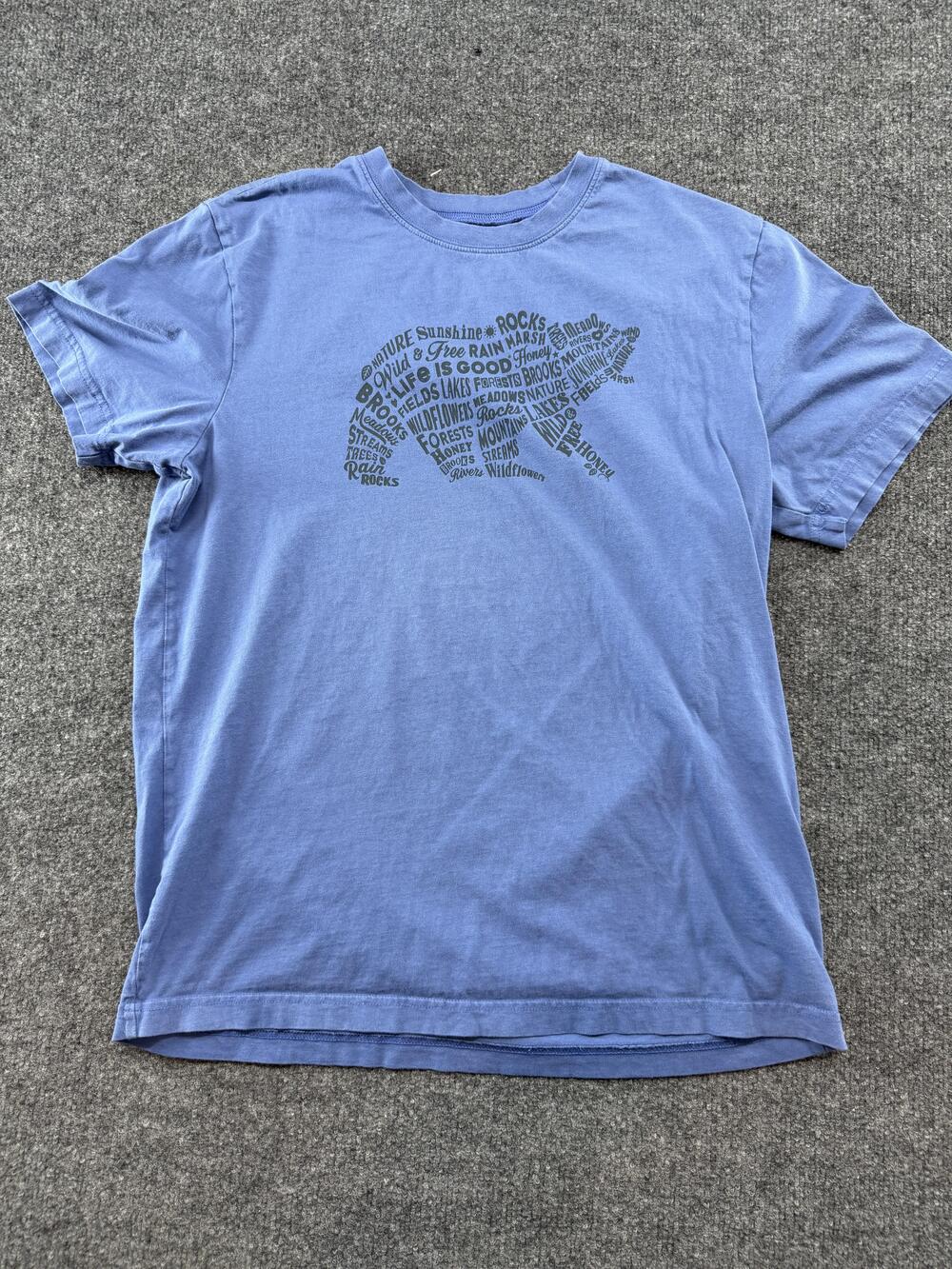 Life Is Good Shirt Mens Medium Blue Bear Word Art Graphic Tee Outdoor Nature